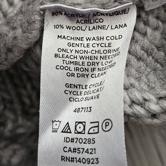 Ann Taylor LOFT Sweater Wool Blend Gray Pullover Pointelle Round Neck Size L - Picture 4 of 5